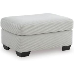 Signature Design by Ashley Ammon Contemporary Rectangular Upholstered Ottoman, Light Gray