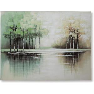 Signature Design by Ashley Garlenridge Contemporary Hand Painted Tree Wall Art 49 x 36 Inches, Green & Light Brown