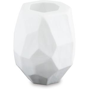 Signature Design by Ashley Karenton Coastal Indoor 10″ Hand-Carved Glass Tabletop Vase, White(10″)