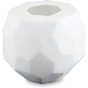 Signature Design by Ashley Karenton Coastal Indoor 10″ Hand-Carved Glass Tabletop Vase, White(7″)