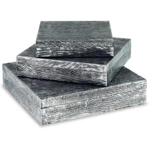 Signature Design by Ashley Keldy Modern 3 Piece Metal & Wood Storage Box Set, Antique Gray(Pewter)