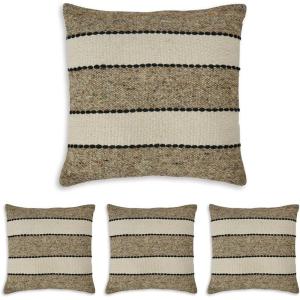Signature Design by Ashley Rueford Pillow, Square, Beige & Dark Brown (Pack of 4)(Square (Pack of 4))