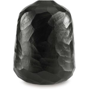 Signature Design by Ashley Ryanford Modern Indoor 10″ Hand-Carved Glass Tabletop Vase, Black(10″)