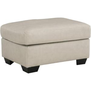Signature Design by Ashley Santorine Classic Leather Match Ottoman with Leather Upholstery, Light Gray