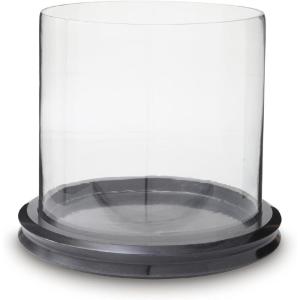 Signature Design by Ashley Saskia Casual Candle Holder with Marble Base, Black & Clear(Black & Clear)