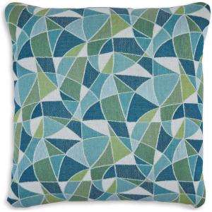 Signature Design by Ashley Seanow Next-Gen Nuvella Contemporary Indoor/Outdoor Weather Resistant Geometric Pillow with Machine Washable Cover, Set of 4, Green & Blue