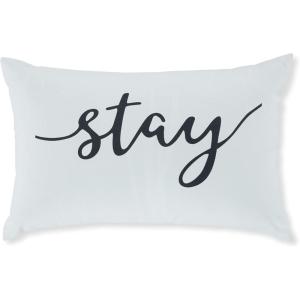 Signature Design by Ashley Tannerton Scandinavian Rectangular Indoor/Outdoor Pillow with Scripted Accent, 22″ x 14″, White & Black