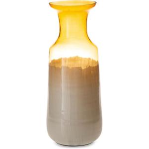 Signature Design by Ashley Wynburg Contemporary Indoor Hand-Painted Glass Vase, White & Light Brown(Medium)
