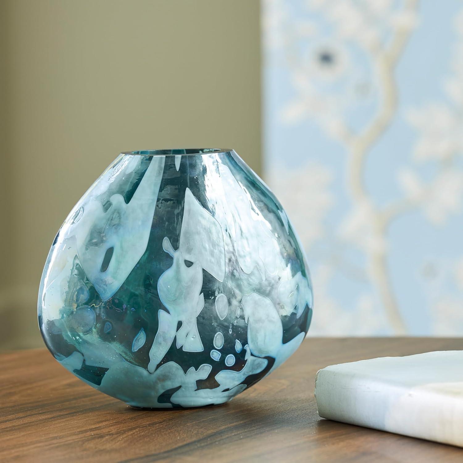 imageSignature Design by Ashley Cartshaw Contemporary Abstract Watertight Glass 1175 Vase GreenGreen