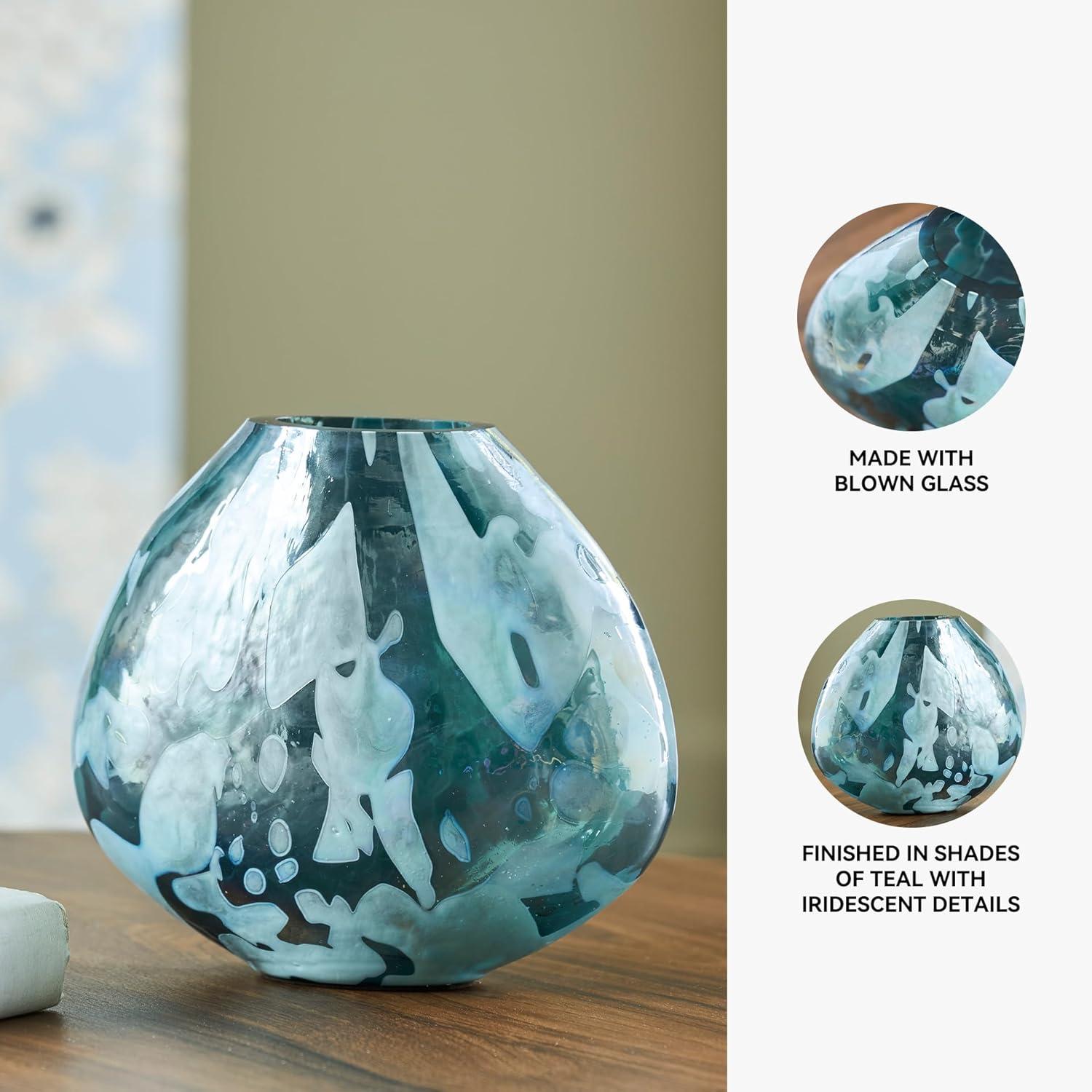 imageSignature Design by Ashley Cartshaw Contemporary Abstract Watertight Glass 1175 Vase GreenGreen