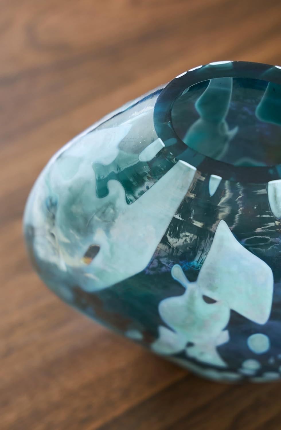 imageSignature Design by Ashley Cartshaw Contemporary Abstract Watertight Glass 1175 Vase GreenGreen