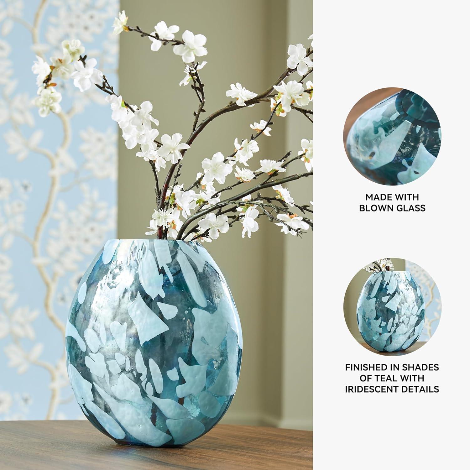 imageSignature Design by Ashley Cartshaw Contemporary Abstract Watertight Glass 1175 Vase GreenGreen