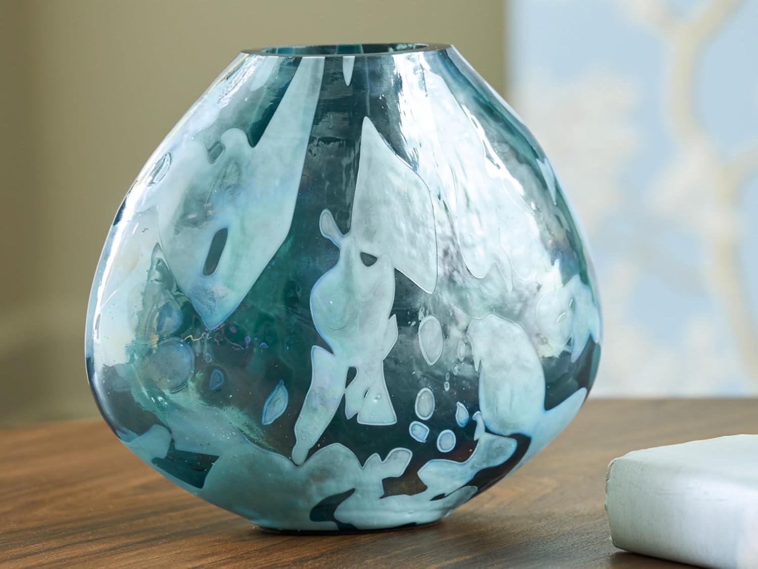 imageSignature Design by Ashley Cartshaw Contemporary Abstract Watertight Glass 1175 Vase GreenGreen