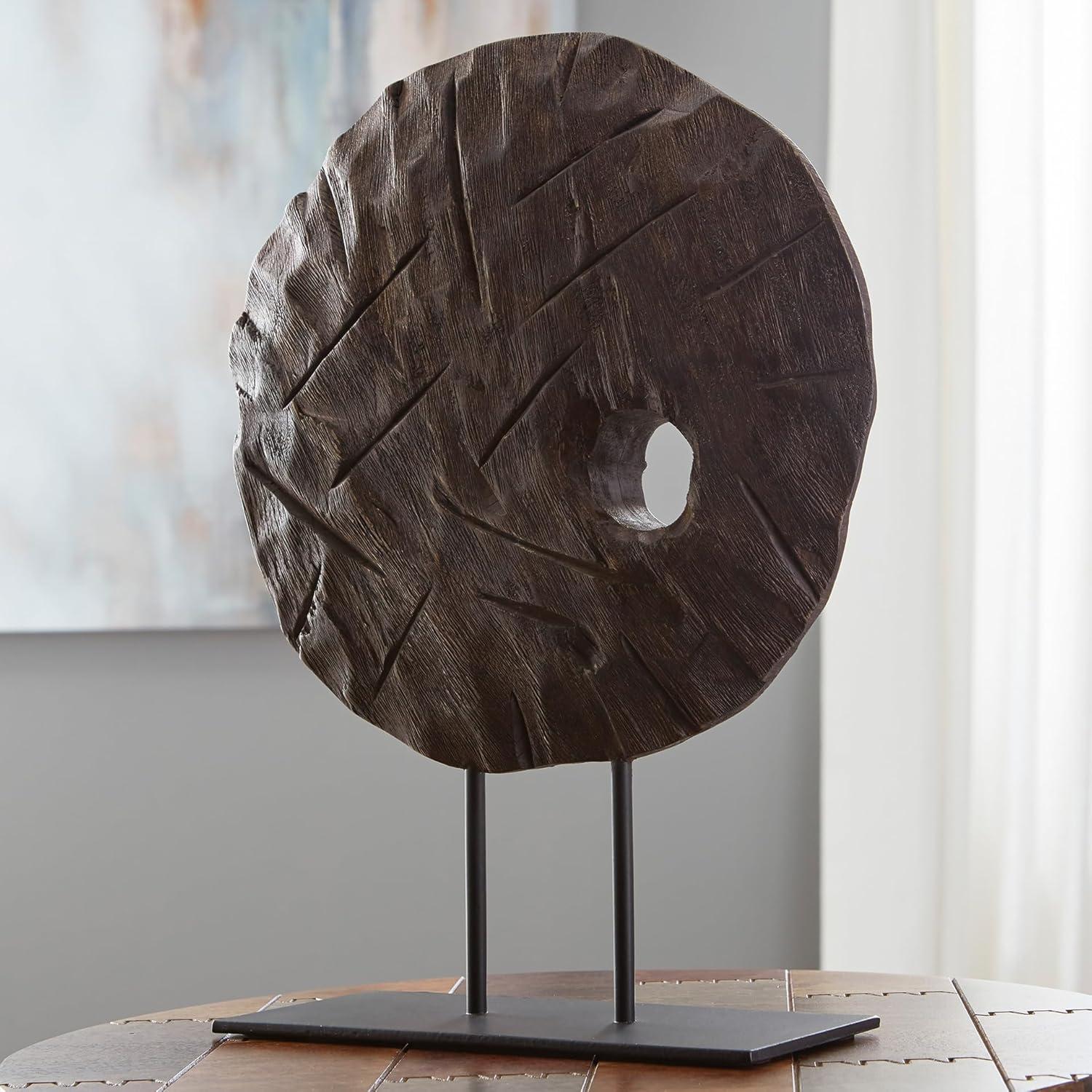 imageSignature Design by Ashley Dashburn Casual Antiqued Wood and Metal 12 Sculpture White amp BlackBlack Dark Brown