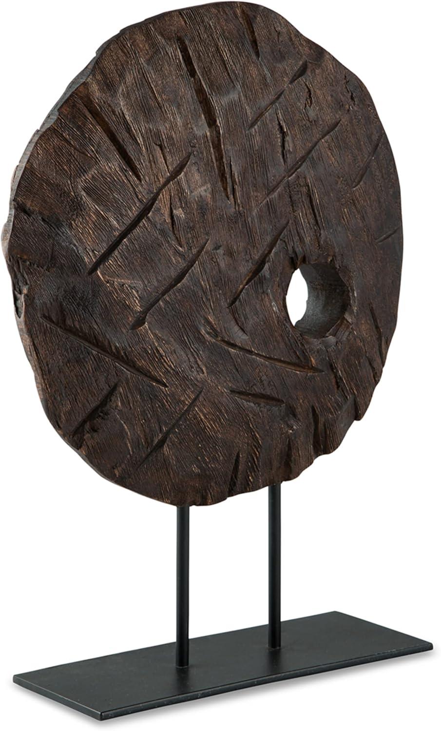 imageSignature Design by Ashley Dashburn Casual Antiqued Wood and Metal 12 Sculpture White amp BlackBlack Dark Brown