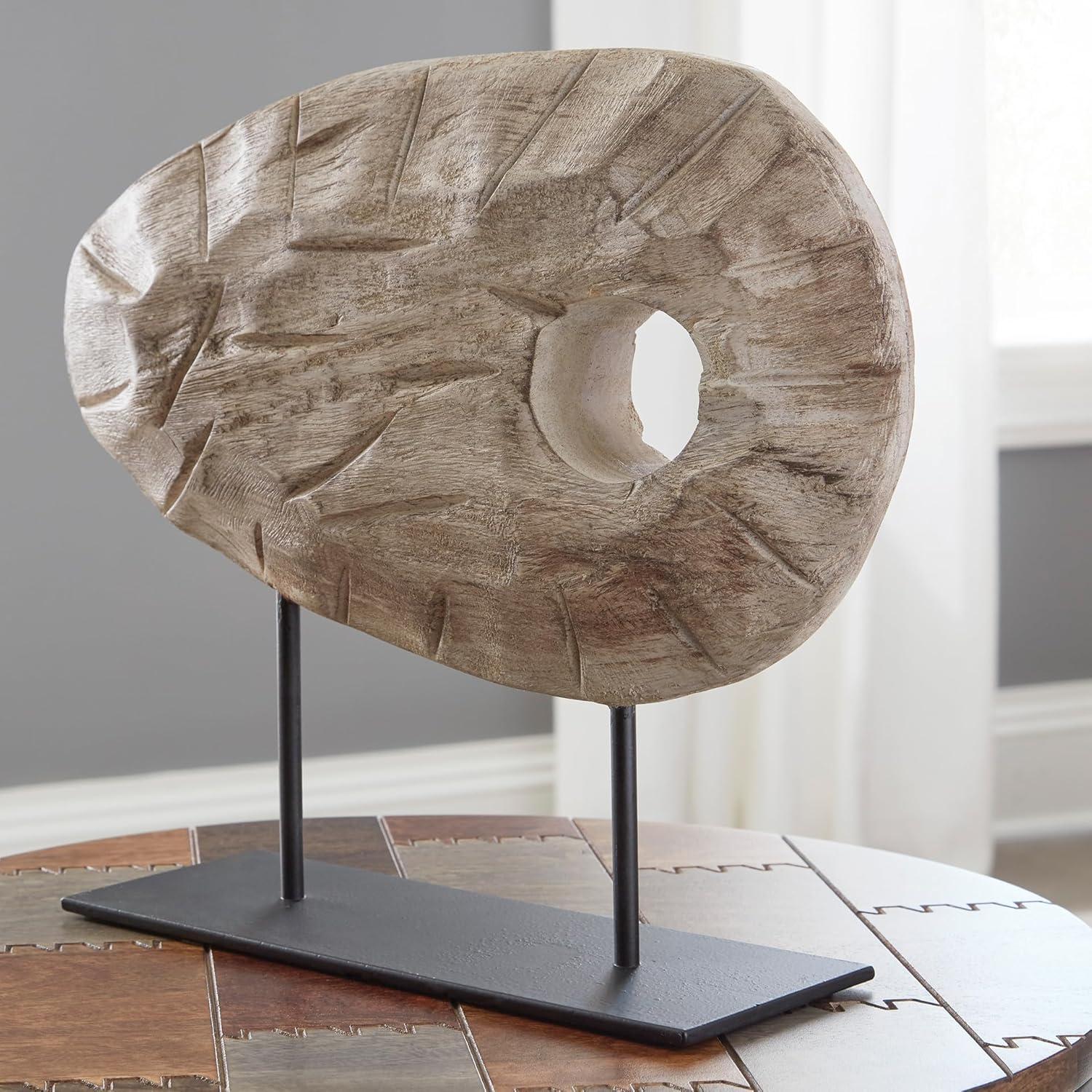 imageSignature Design by Ashley Dashburn Casual Antiqued Wood and Metal 12 Sculpture White amp BlackBrown Black