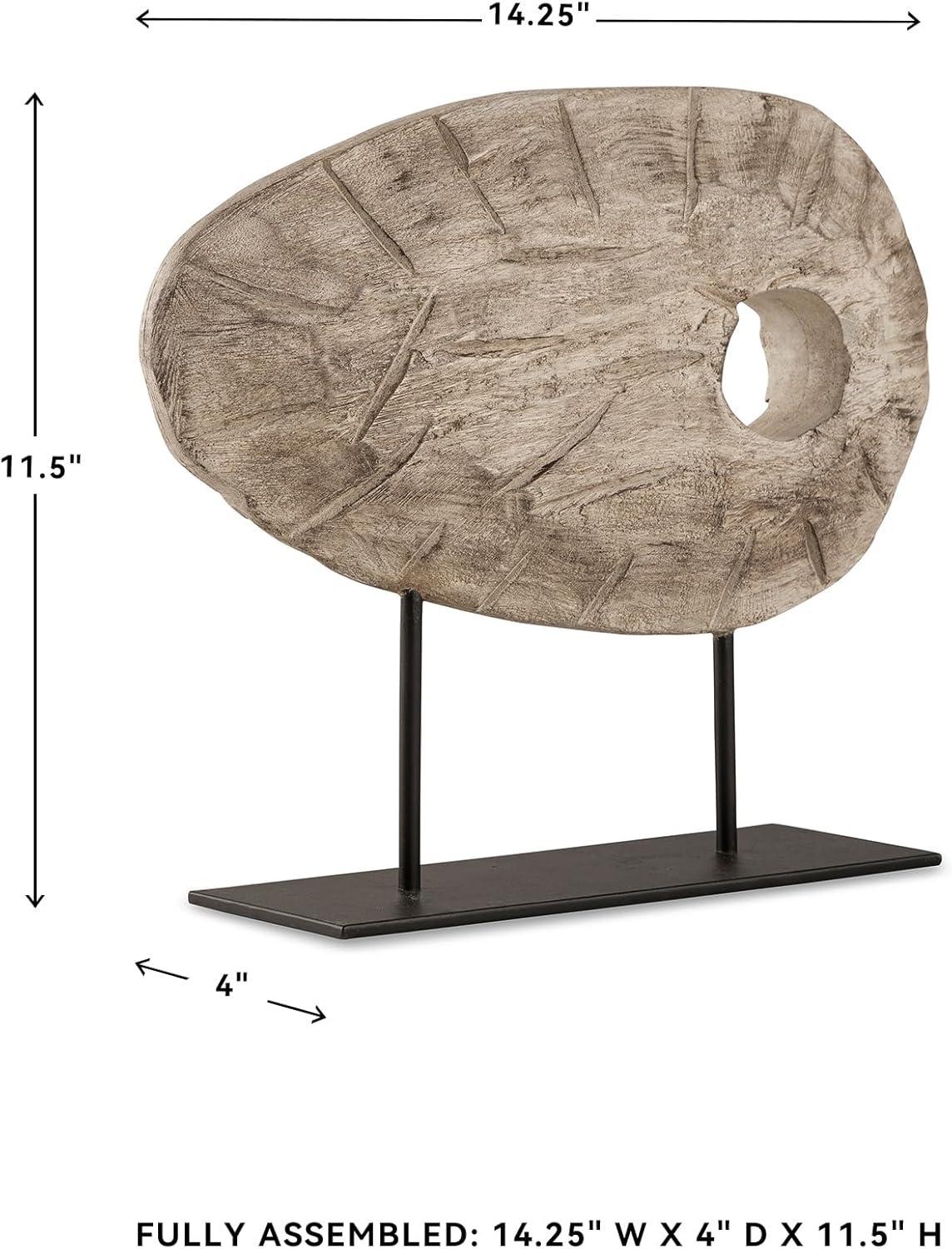 imageSignature Design by Ashley Dashburn Casual Antiqued Wood and Metal 12 Sculpture White amp BlackBrown Black