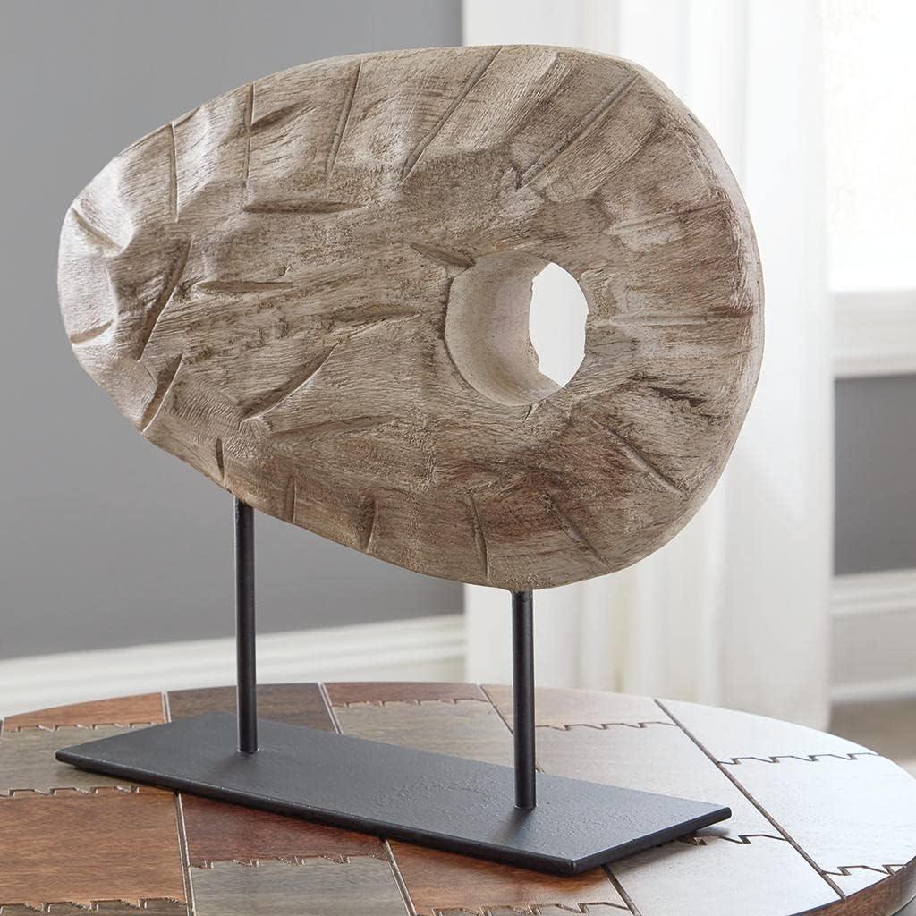 imageSignature Design by Ashley Dashburn Casual Antiqued Wood and Metal 12 Sculpture White amp BlackBrown Black