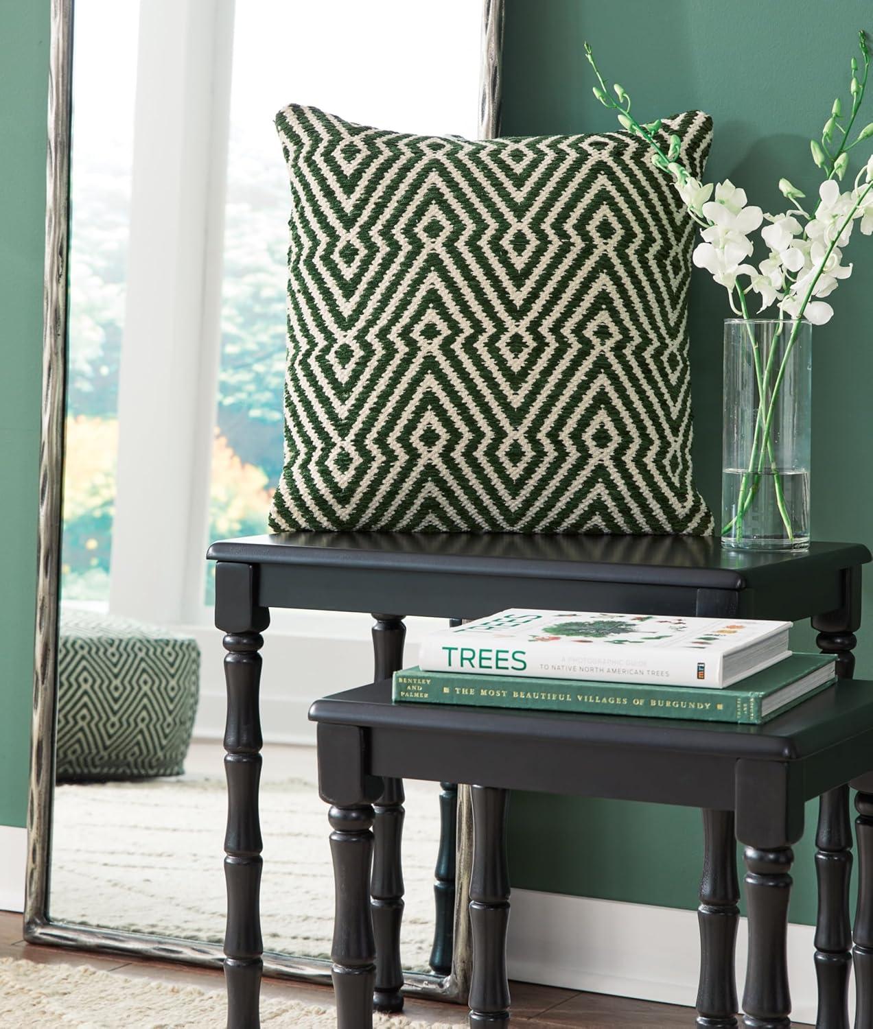 imageSignature Design by Ashley Digover Casual Indoor Geometric 19 x 19 Inches Pillow with Zipper Closure Green amp Beige