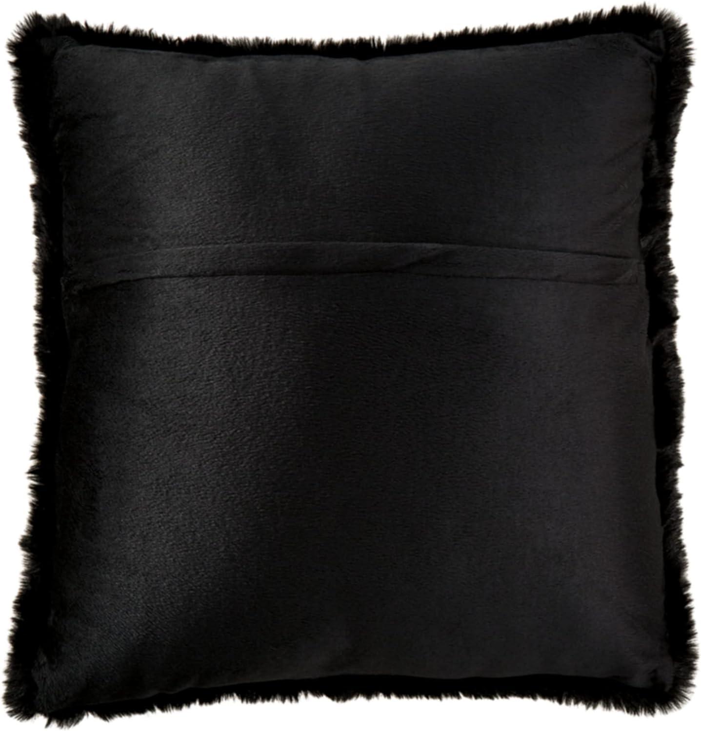 imageSignature Design by Ashley Gariland Modern Square Faux Rabbit Fur Accent Pillow 20 x 20 Inches GrayBlack