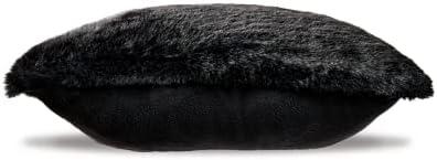 imageSignature Design by Ashley Gariland Modern Square Faux Rabbit Fur Accent Pillow 20 x 20 Inches GrayBlack