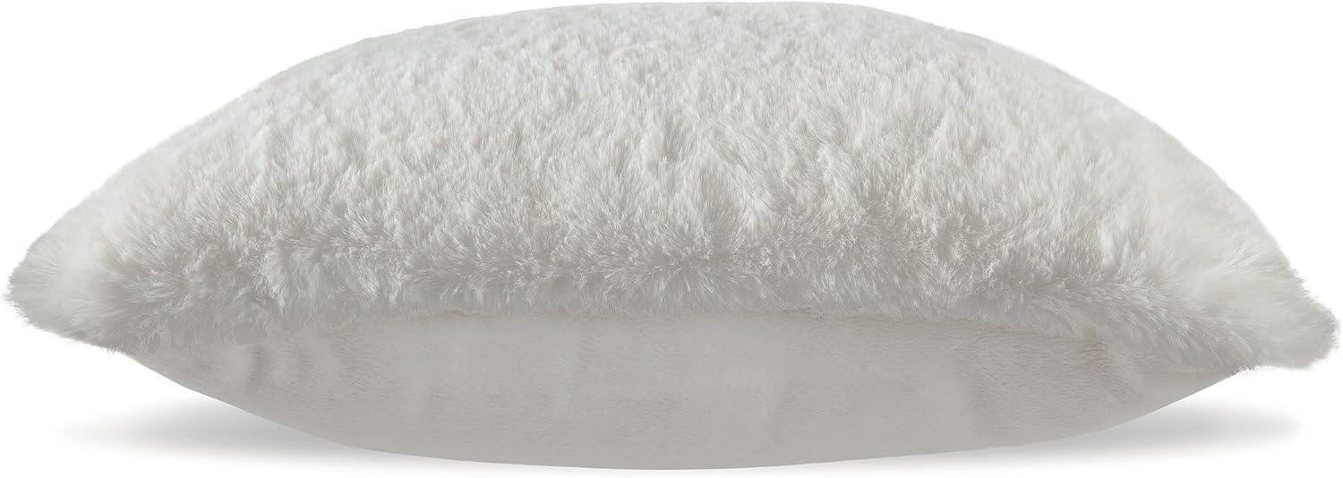 imageSignature Design by Ashley Gariland Modern Square Faux Rabbit Fur Accent Pillow 20 x 20 Inches GrayWhite