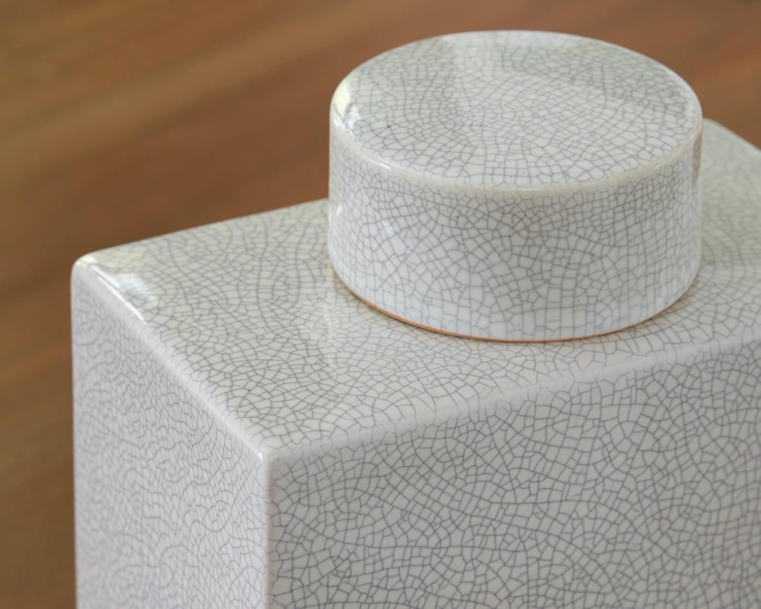 imageSignature Design by Ashley Haddworth Traditional Crackle Glazed Ceramic Jar with Topper White1549 Ounces