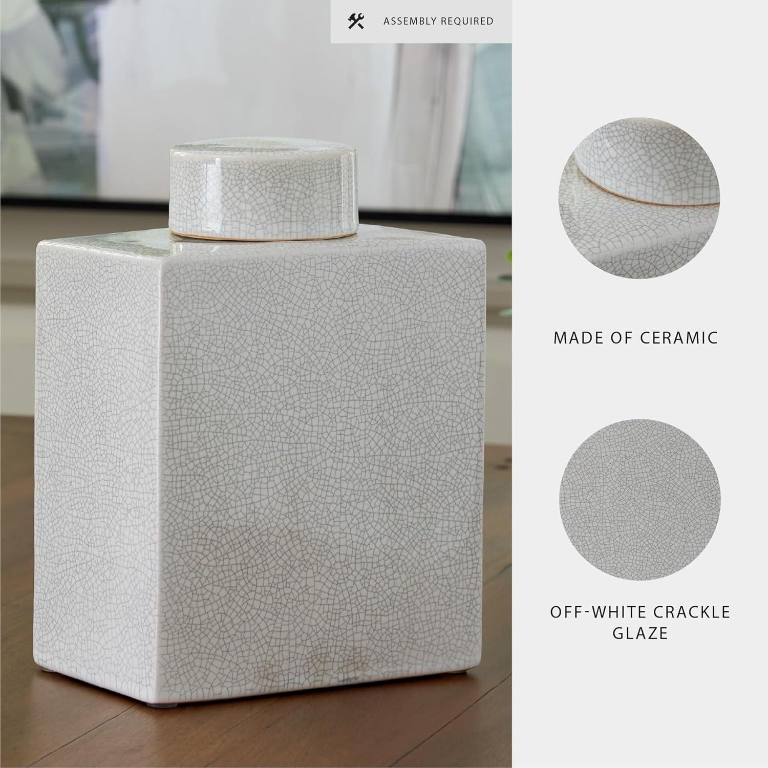 imageSignature Design by Ashley Haddworth Traditional Crackle Glazed Ceramic Jar with Topper White1549 Ounces