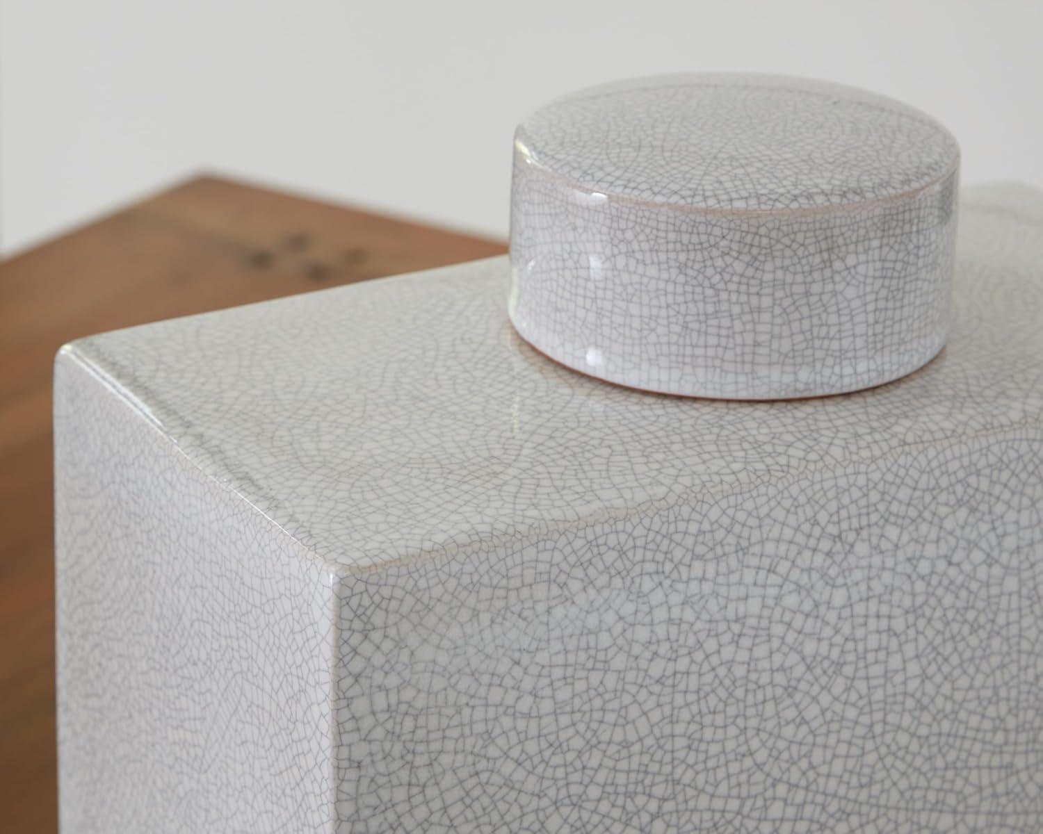 imageSignature Design by Ashley Haddworth Traditional Crackle Glazed Ceramic Jar with Topper White4326 Ounces