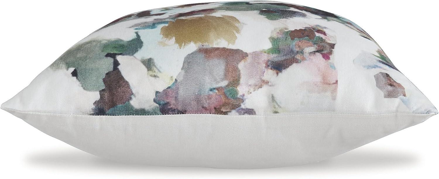 imageSignature Design by Ashley Herston Modern Machine Washable Astract Watercolor Design Accent Pillow with Zipper Closure White amp Green