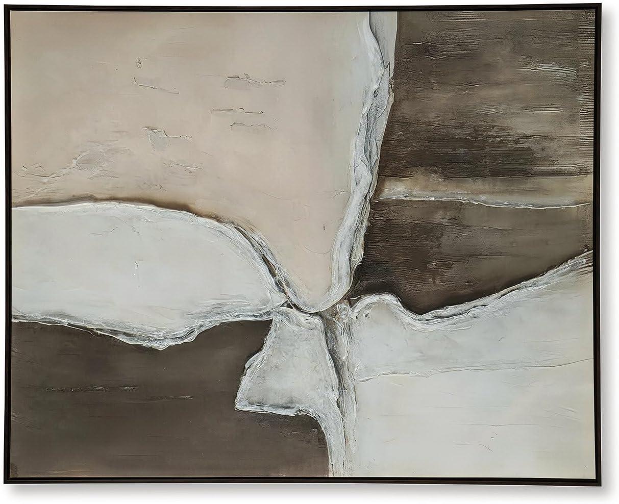 imageSignature Design by Ashley Junward Contemporary Abstract Framed Wall Art 50 x 40 Inches White amp Dark Brown