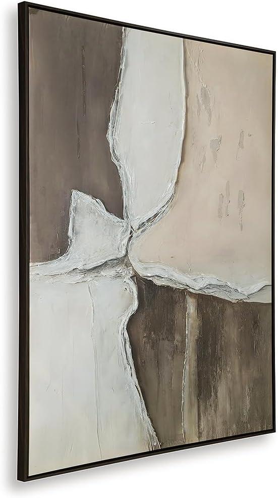imageSignature Design by Ashley Junward Contemporary Abstract Framed Wall Art 50 x 40 Inches White amp Dark Brown