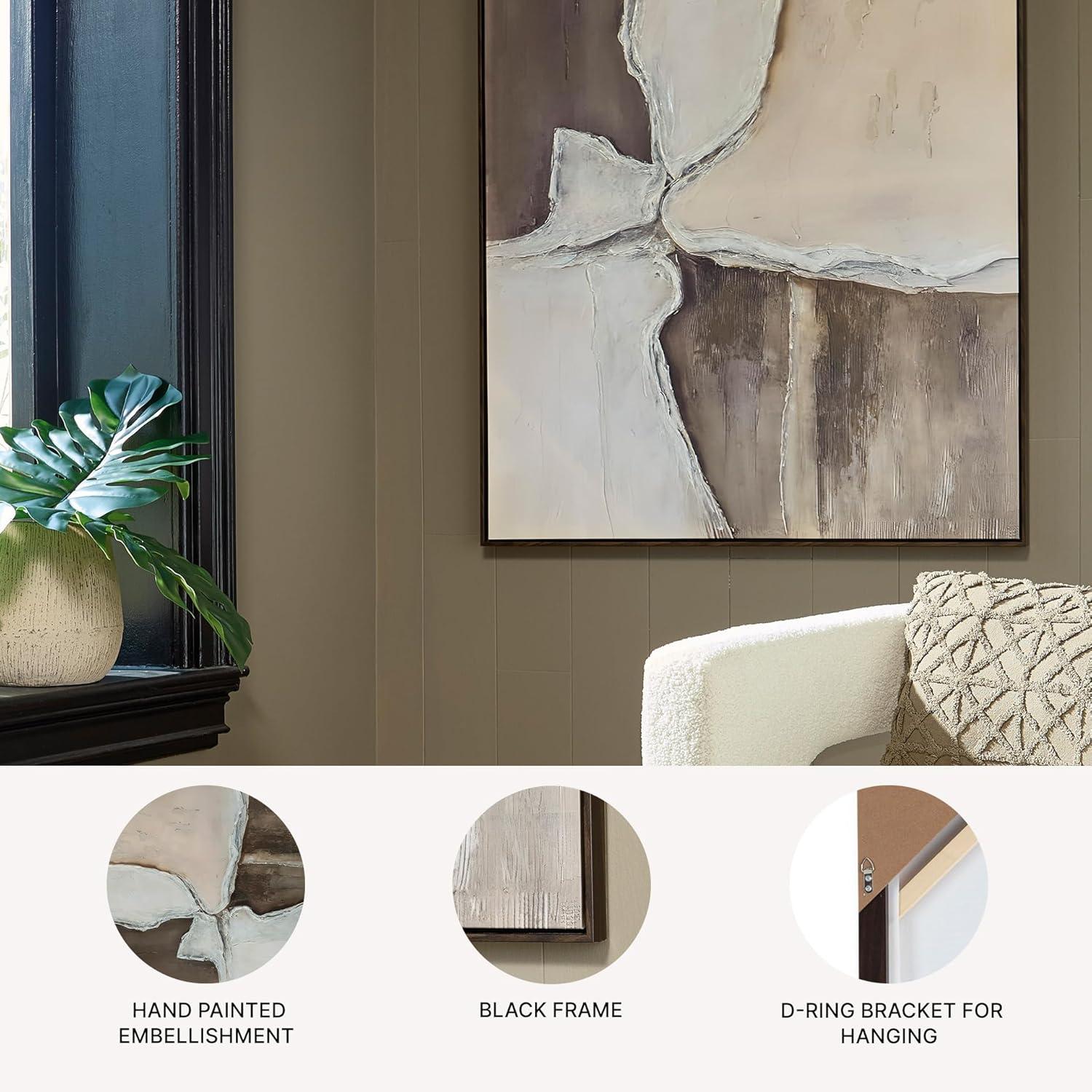 imageSignature Design by Ashley Junward Contemporary Abstract Framed Wall Art 50 x 40 Inches White amp Dark Brown