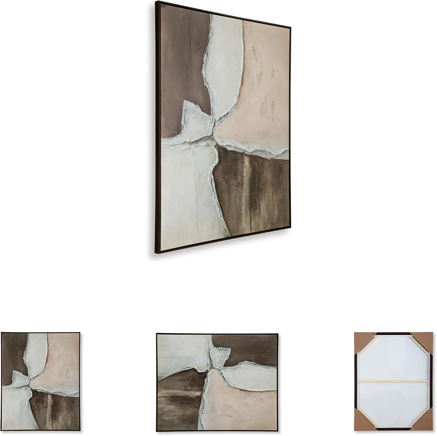 imageSignature Design by Ashley Junward Contemporary Abstract Framed Wall Art 50 x 40 Inches White amp Dark Brown