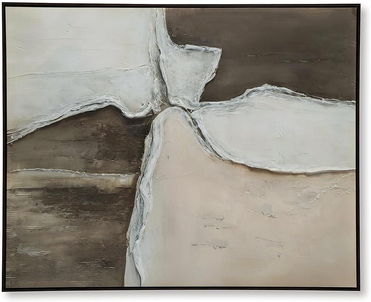 imageSignature Design by Ashley Junward Contemporary Abstract Framed Wall Art 50 x 40 Inches White amp Dark Brown