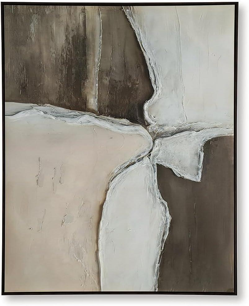 imageSignature Design by Ashley Junward Contemporary Abstract Framed Wall Art 50 x 40 Inches White amp Dark Brown