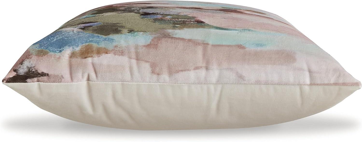 imageSignature Design by Ashley Lauretwood Contemporary Machine Washable Astract Watercolor Design Accent Pillow with Zipper Closure Pink amp Green
