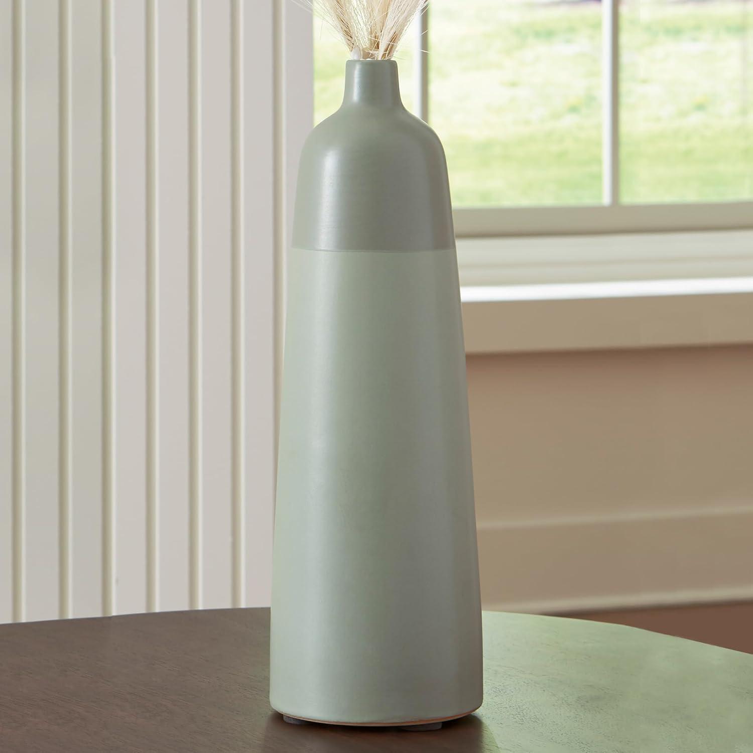 imageSignature Design by Ashley Peerland Contemporary Indoor 15 Glazed Ceramic Tabletop Vase Light Green15