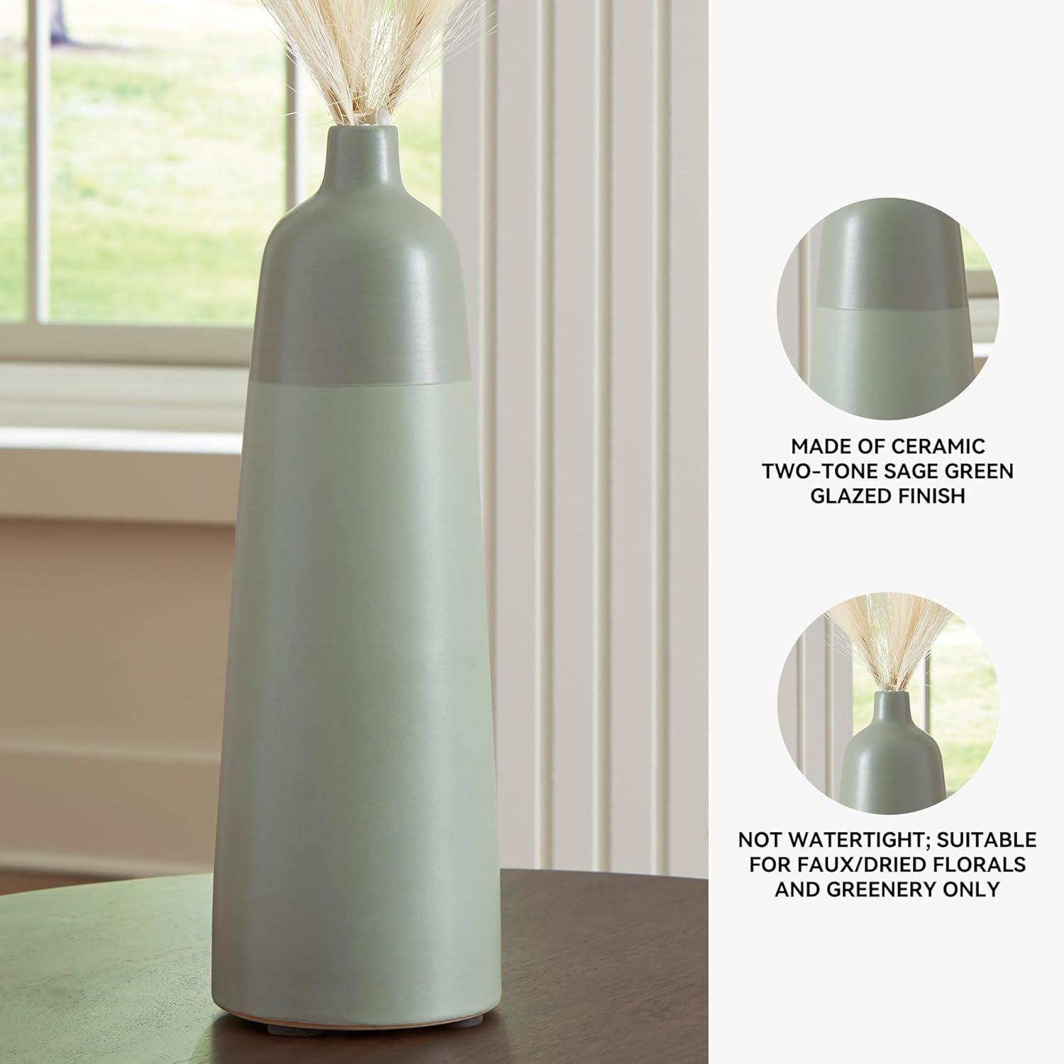 imageSignature Design by Ashley Peerland Contemporary Indoor 15 Glazed Ceramic Tabletop Vase Light Green15