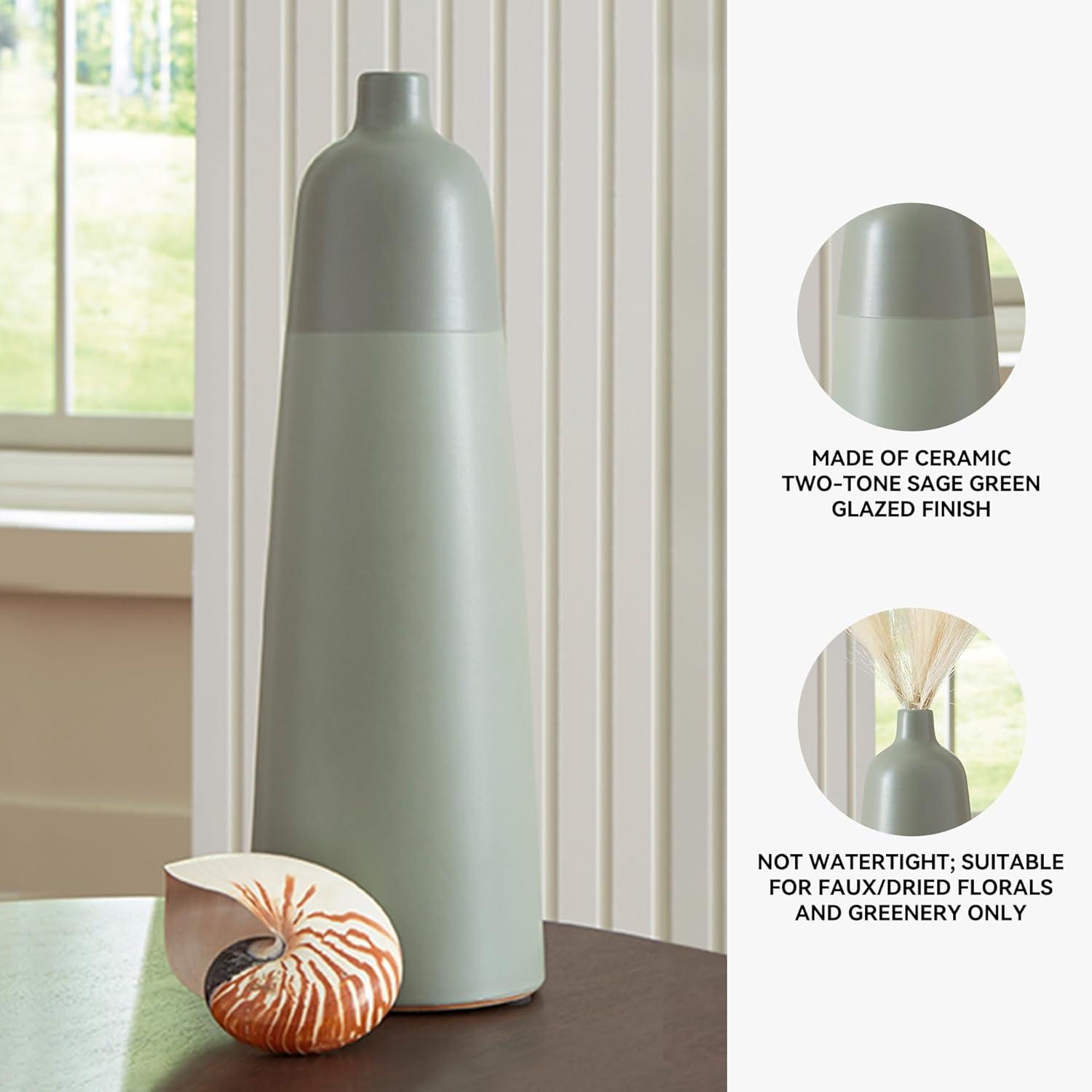 imageSignature Design by Ashley Peerland Contemporary Indoor 15 Glazed Ceramic Tabletop Vase Light Green18