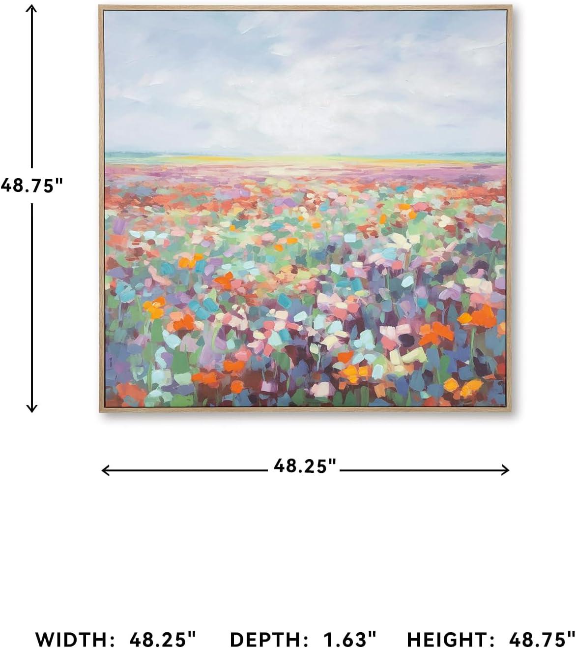 imageSignature Design by Ashley Sethford Classic Hand Painted Flower Wall Art 48 x 48 Inches Blue amp Orange