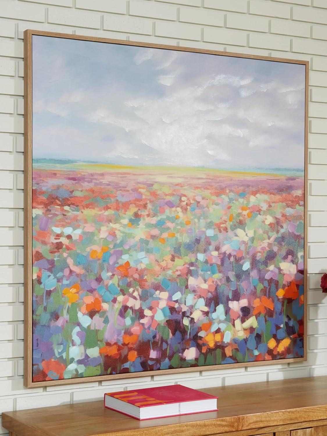 imageSignature Design by Ashley Sethford Classic Hand Painted Flower Wall Art 48 x 48 Inches Blue amp Orange
