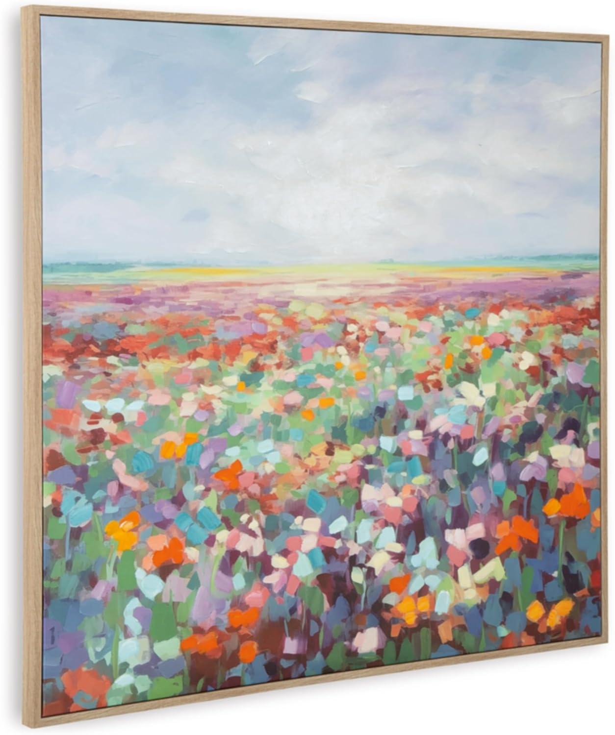 imageSignature Design by Ashley Sethford Classic Hand Painted Flower Wall Art 48 x 48 Inches Blue amp Orange