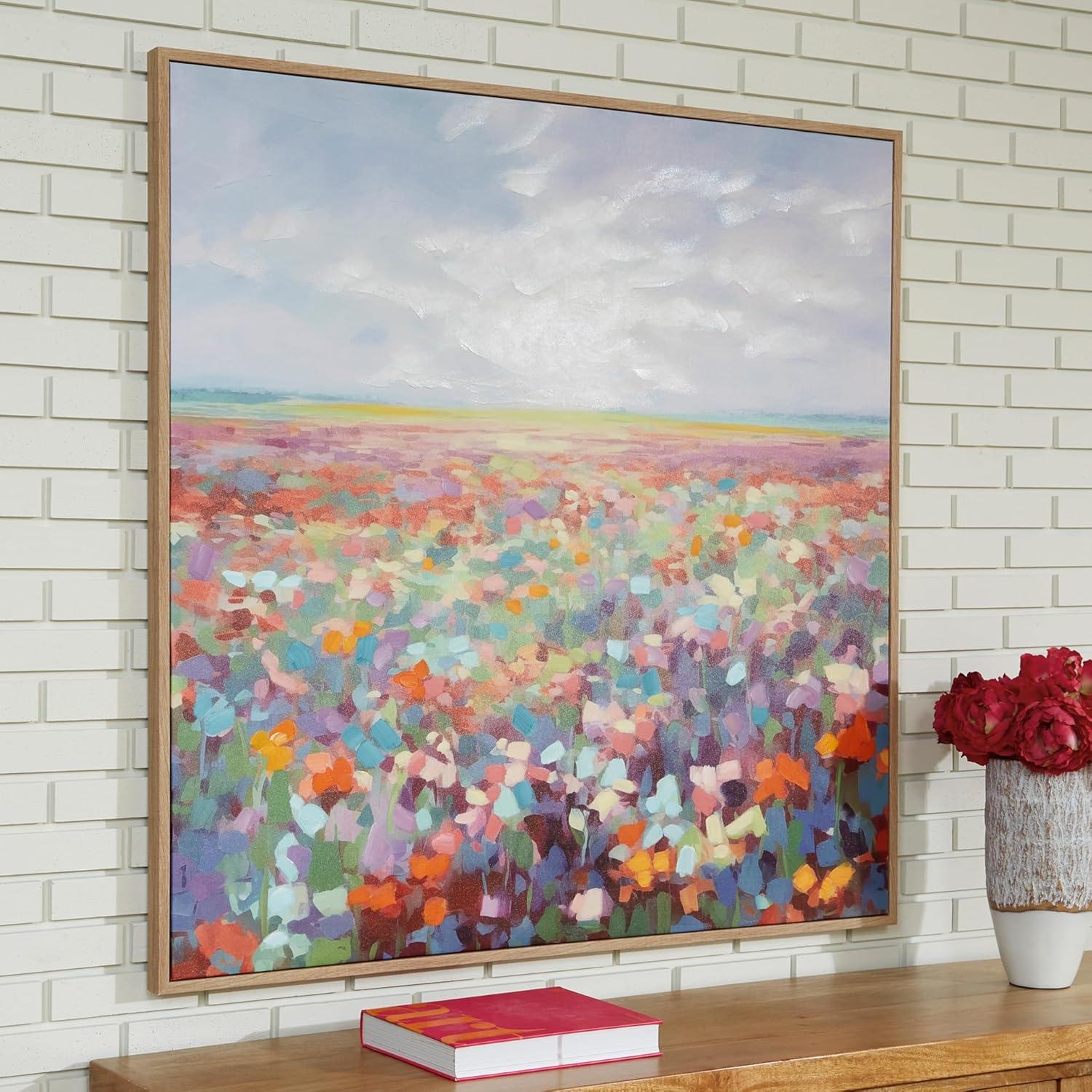 imageSignature Design by Ashley Sethford Classic Hand Painted Flower Wall Art 48 x 48 Inches Blue amp Orange