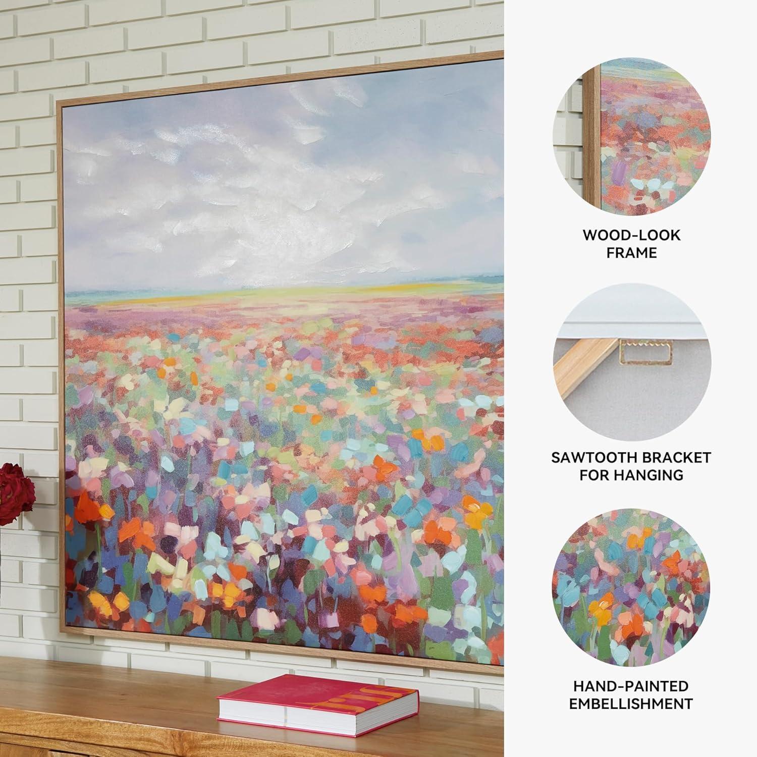 imageSignature Design by Ashley Sethford Classic Hand Painted Flower Wall Art 48 x 48 Inches Blue amp Orange