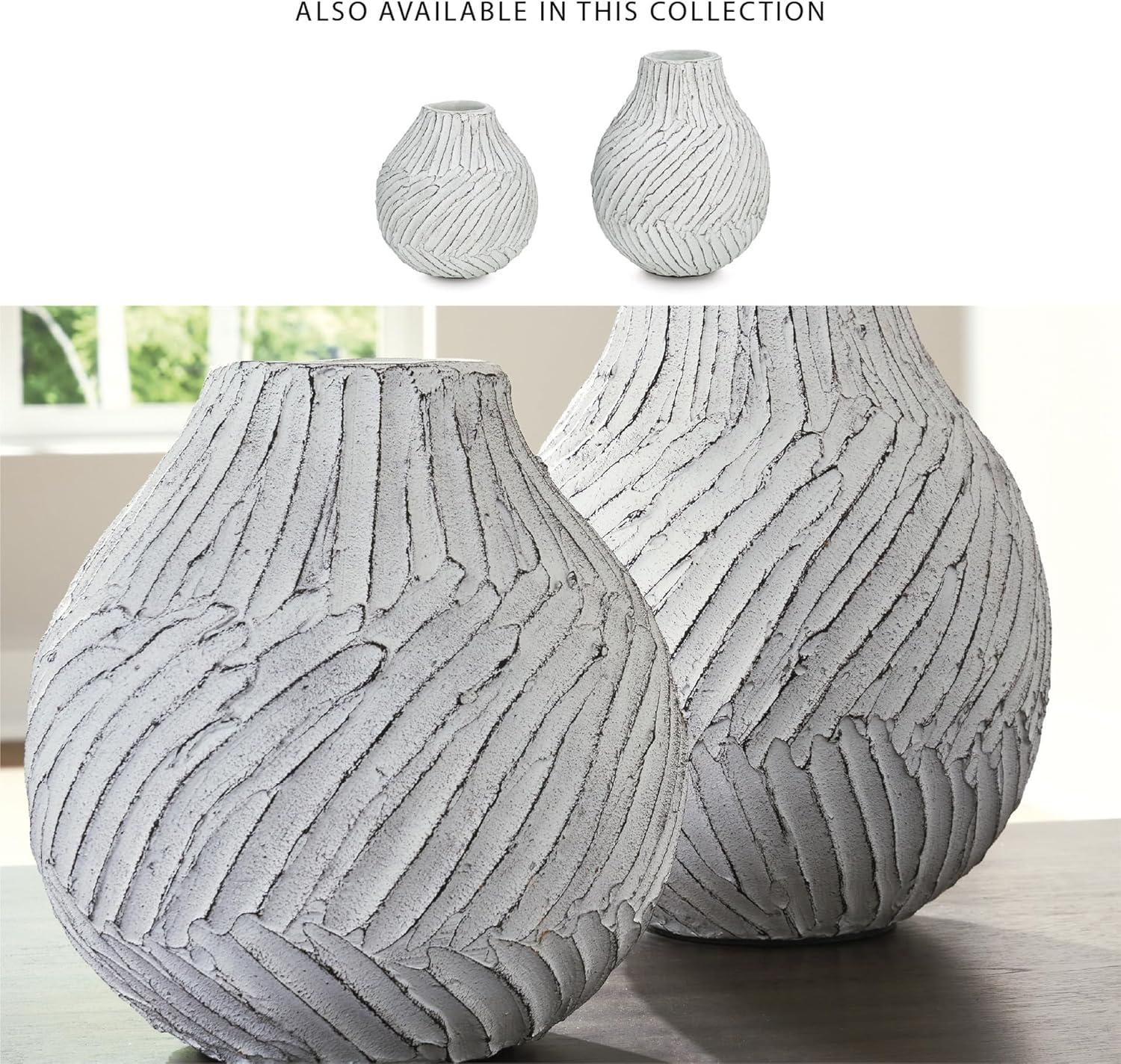 imageSignature Design by Ashley Shelvie Contemporary Vase with Distressed Finish White amp Black