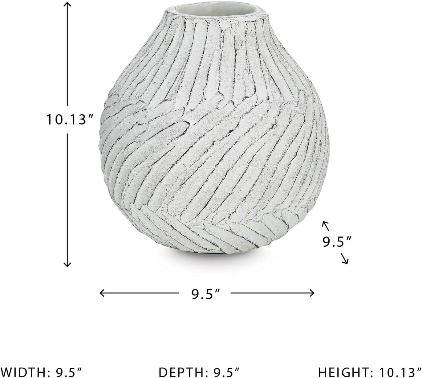 imageSignature Design by Ashley Shelvie Contemporary Vase with Distressed Finish White amp Black