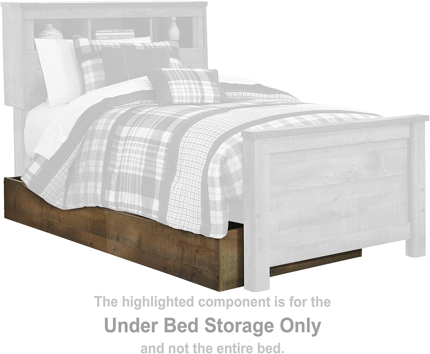 imageSignature Design by Ashley Trinell Casual Twin Bookcase Platform Bed with 2 Storage Drawers and Nailheads Foundation or Box Spring Not Needed Dark BrownFull Bookcase Bed with Storage