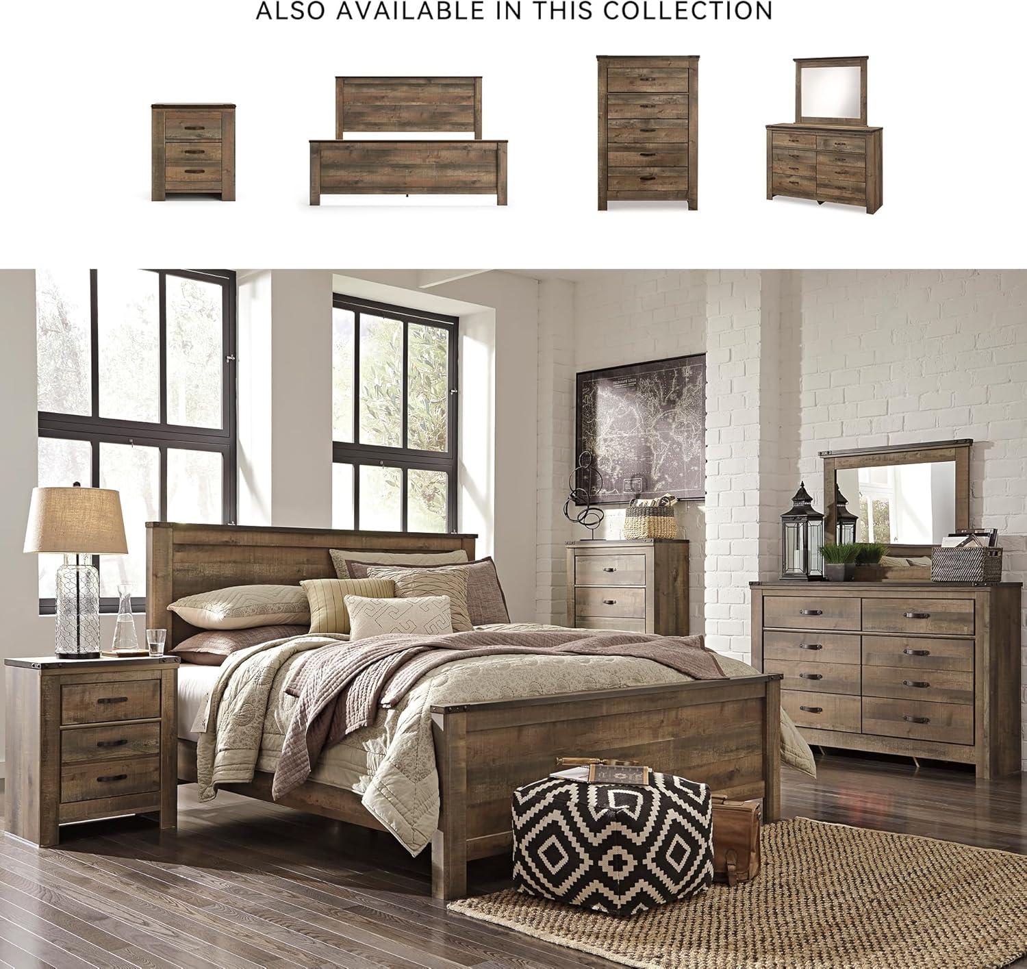 imageSignature Design by Ashley Trinell Casual Twin Bookcase Platform Bed with 2 Storage Drawers and Nailheads Foundation or Box Spring Not Needed Dark BrownNightstand