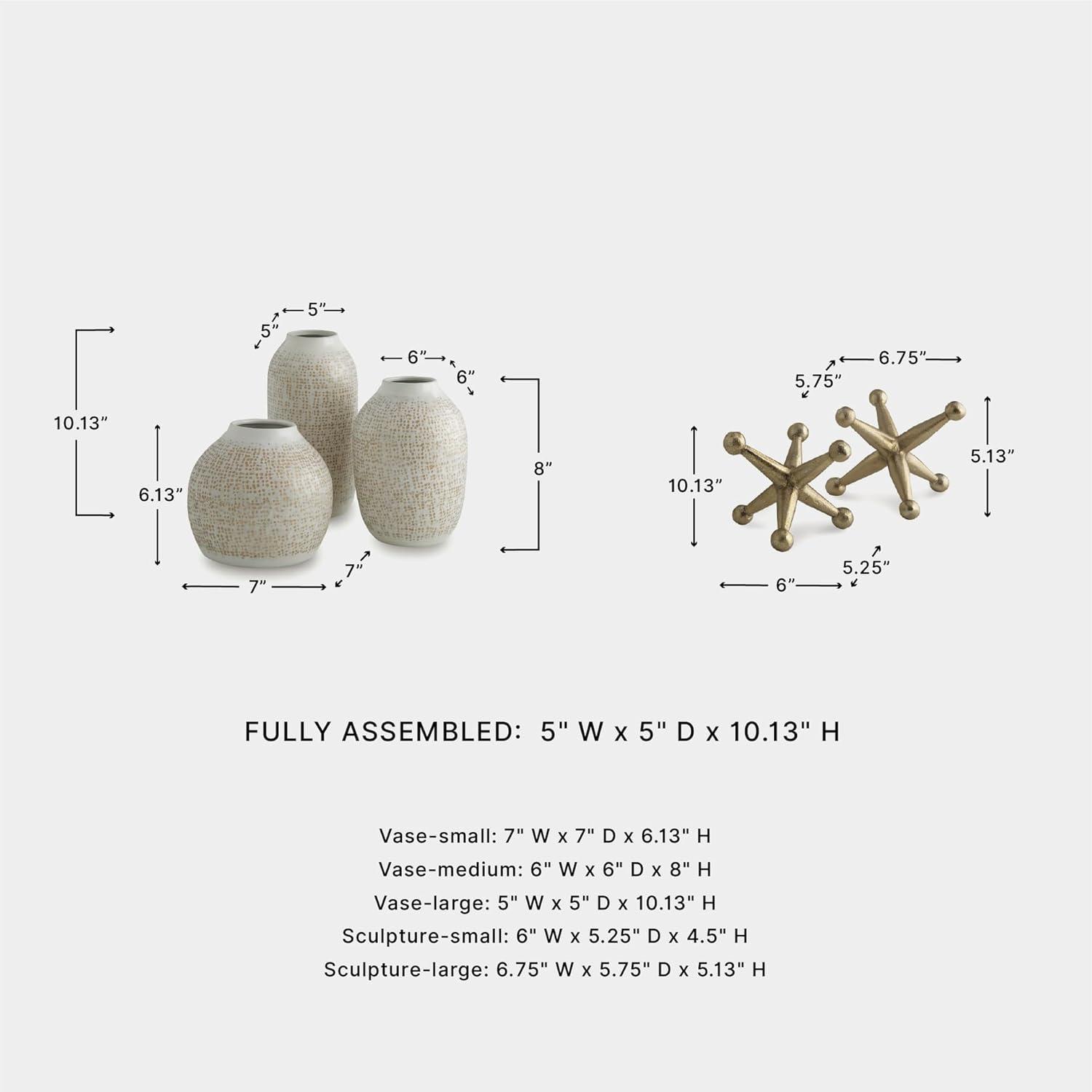 imageSignature Design by Ashley Vinburn Contemporary Indoor Metal Dots Vase and Sculpture Accessory Set Set of 5 Black amp MetallicWhiteGold Finish